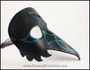 Celtic Raven mask with blue paua shell and iridescent teal Celtic knots, handmade leather masquerade mask, crow black bird, elegant Mardi Gras or Halloween costume