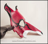 Spiral Fox handmade leather masquerade mask, Mardi Gras, LARP, or Halloween costume, red white and black