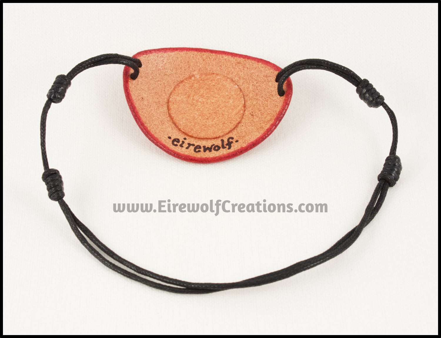 Creepy Yellow Eyeball pirate eye patch red leather handmade masquerade costume larp Halloween