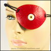 Creepy Yellow Eyeball pirate eye patch red leather handmade masquerade costume larp Halloween
