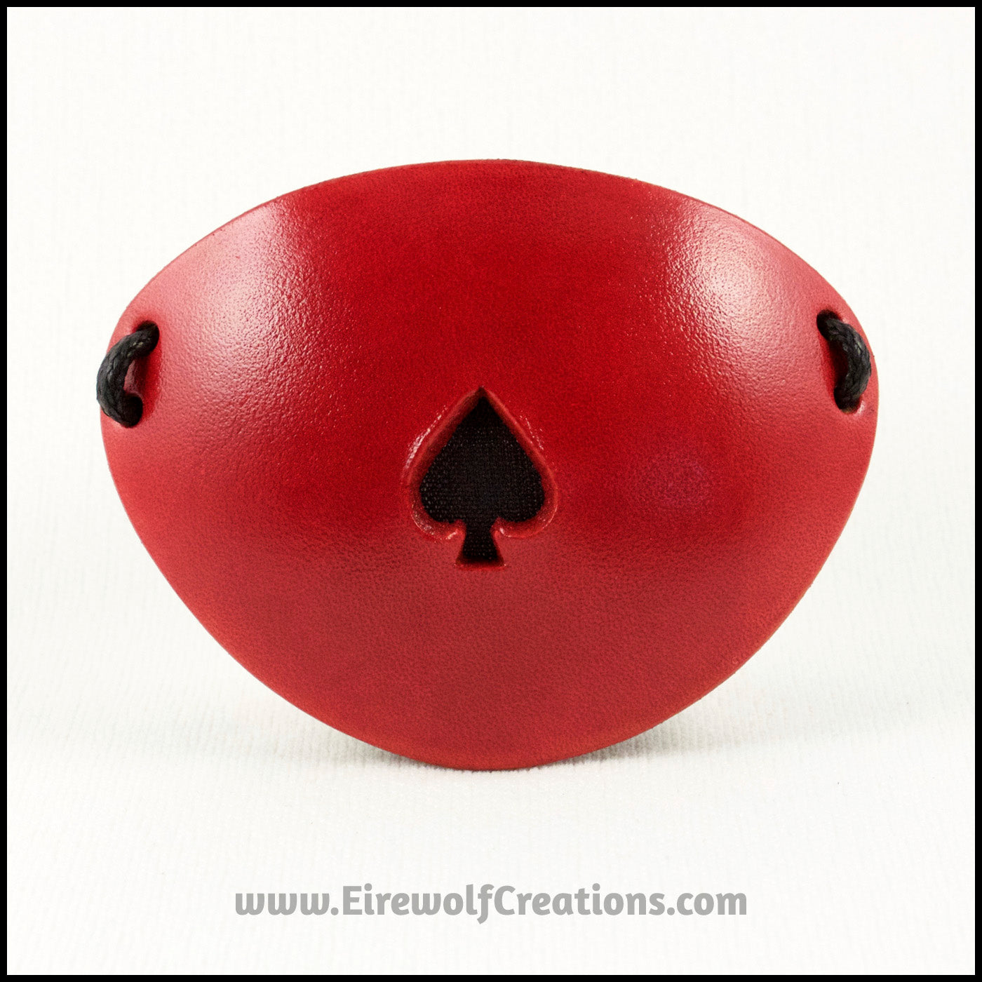 See-through Playing Card Eye Patches, red leather heart, diamond, club, or spade handmade masquerade, magician, larp, Halloween, or pirate cosplay costume