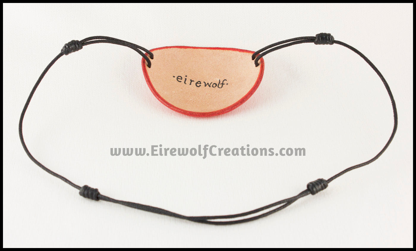 Sun Spiral handmade leather pirate eye patch Halloween masquerade costume black and orange