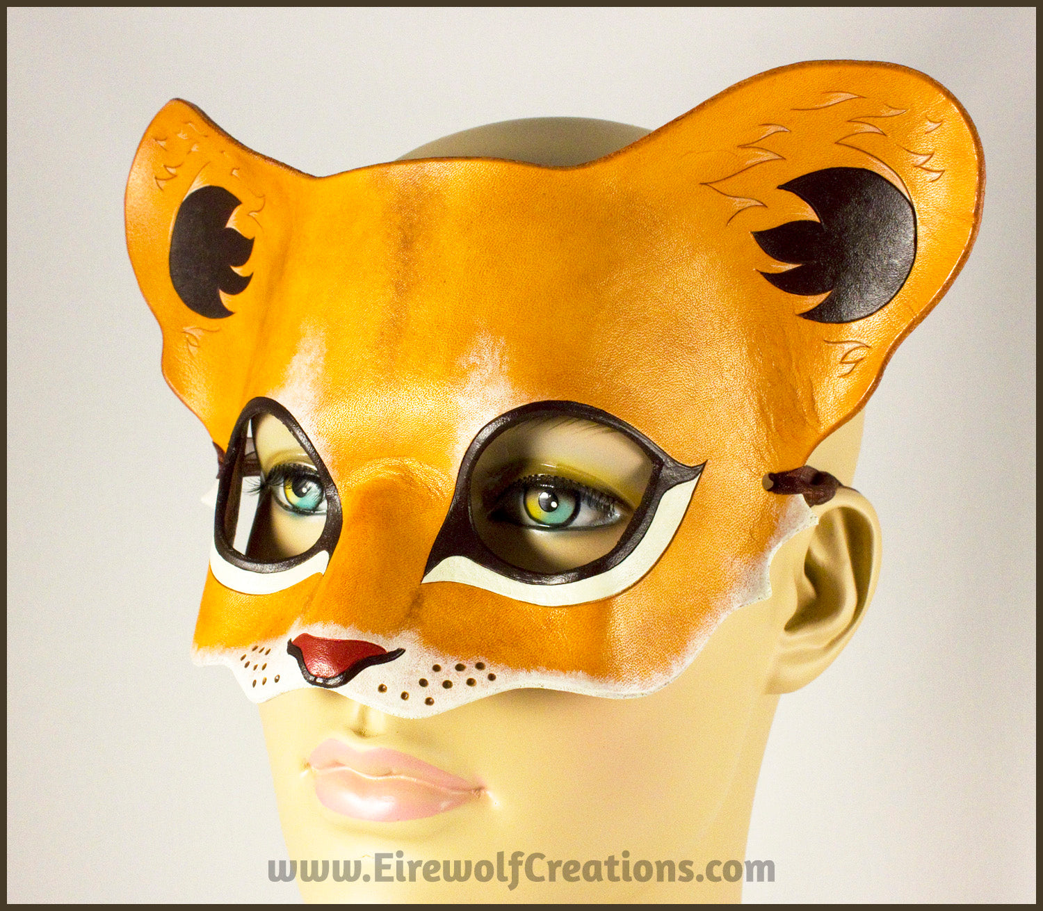 Lioness mask, handmade leather lion wild cat mask for Halloween, Lion -  Eirewolf Creations