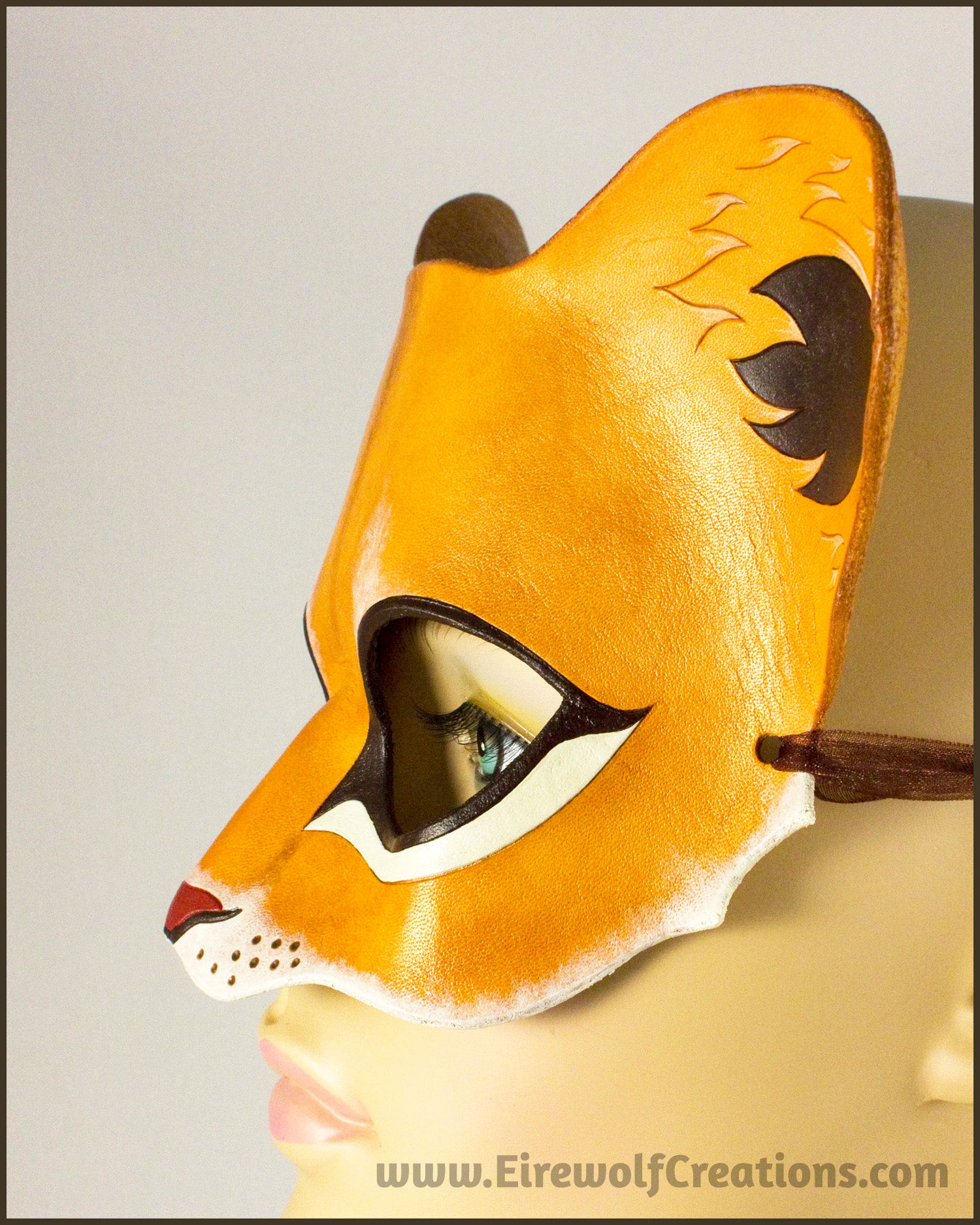 Lion Cub mask, handmade leather young lion wild cat mask for Halloween -  Eirewolf Creations