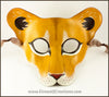 Lioness mask, handmade leather lion wild cat mask for Halloween, Lion King theater, Mardi Gras, masquerade costume