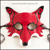 Spiral Fox handmade leather masquerade mask, Mardi Gras, LARP, or Halloween costume, red white and black