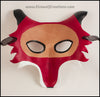 Spiral Fox handmade leather masquerade mask, Mardi Gras, LARP, or Halloween costume, red white and black