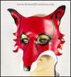 Spiral Fox handmade leather masquerade mask, Mardi Gras, LARP, or Halloween costume, red white and black