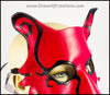 Spiral Fox handmade leather masquerade mask, Mardi Gras, LARP, or Halloween costume, red white and black