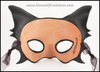 A handmade black cat leather masquerade mask with dark red nose and inner ears. By Erin Metcalf of Eirewolf Creations.