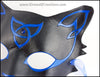 Celtic Cat mask, Blue and Black handmade leather masquerade mask with cabochon, kitty cat costume for Halloween, Mardi Gras or fantasy LARP