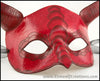Scaled red dragon masquerade costume half mask with curving horns. By Erin Metcalf of Eirewolf Creations.