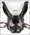 Black Rabbit bunny mask leather handmade masquerade costume Halloween Mardi Gras
