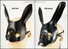 Black Rabbit bunny mask leather handmade masquerade costume Halloween Mardi Gras