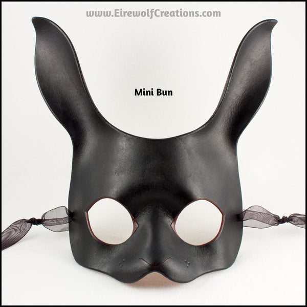 Black Rabbit bunny mask leather handmade masquerade costume Halloween ...