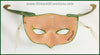 Green dragon masquerade costume half mask with golden highlights on the scales and curved horns. By Erin Metcalf of Eirewolf Creations.